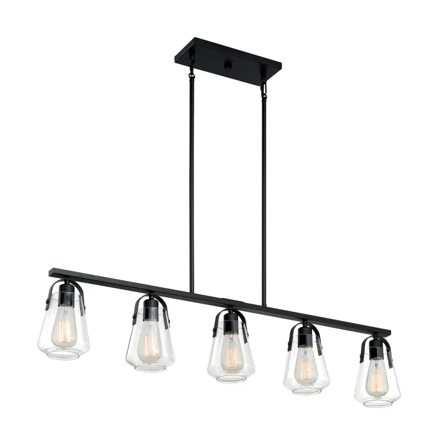 Skybridge 5-Light Island Pendant in Matte Black with Clear Glass - Image 4