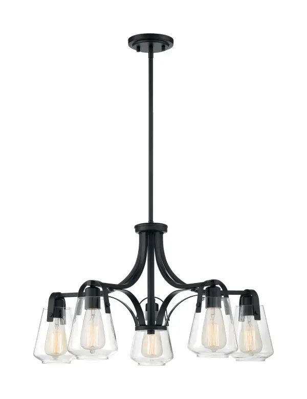 Skybridge 5-Light Chandelier in Matte Black with Clear Glass - Image 3