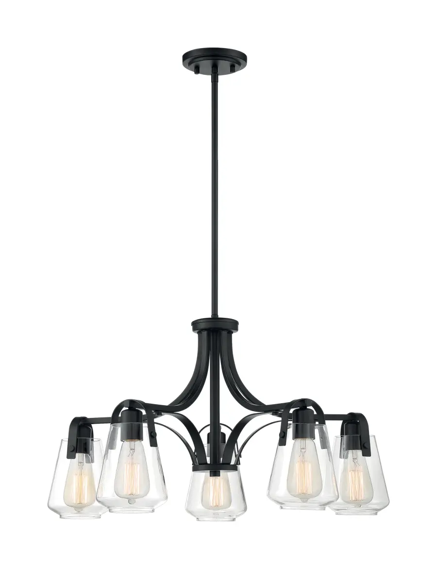 Skybridge 5-Light Chandelier in Matte Black with Clear Glass - Image 3