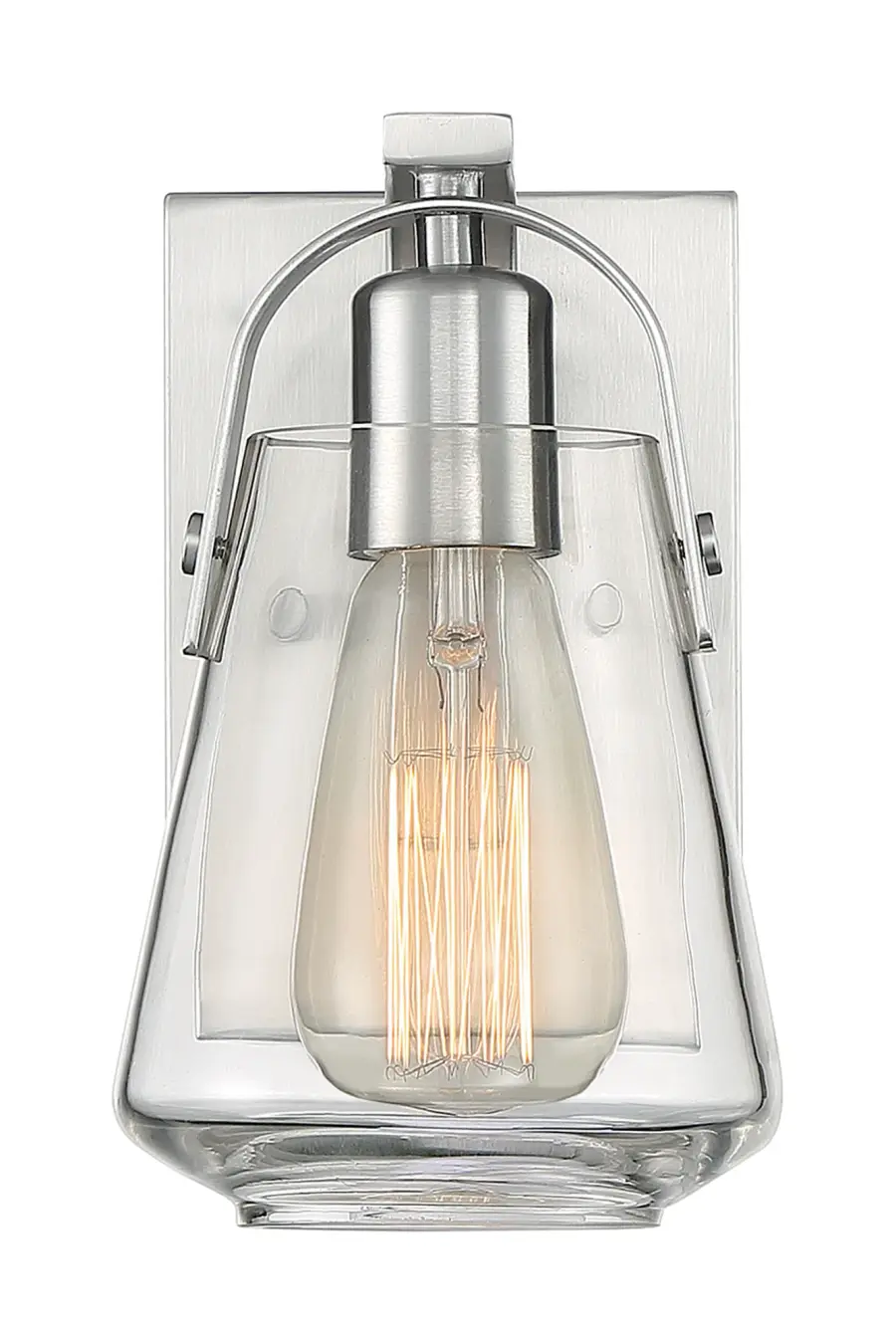 Skybridge 1-Light Vanity Fixture in Brushed Nickel with Clear Glass - Image 3