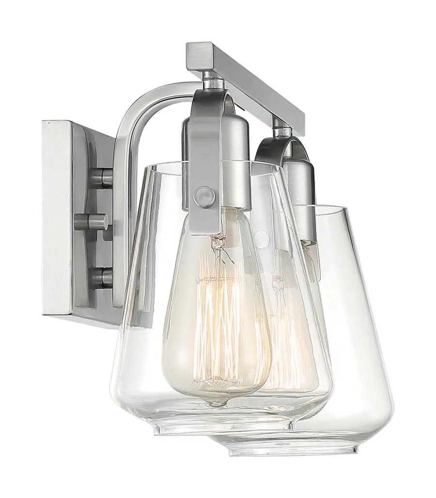 Skybridge 2-Light Vanity Fixture in Brushed Nickel with Clear Glass - Image 4