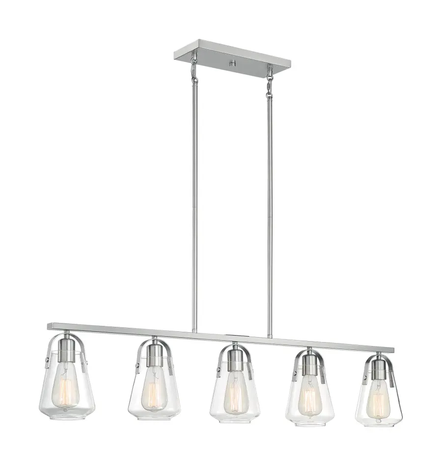 Skybridge 5-Light Island Pendant in Brushed Nickel with Clear Glass - Image 2