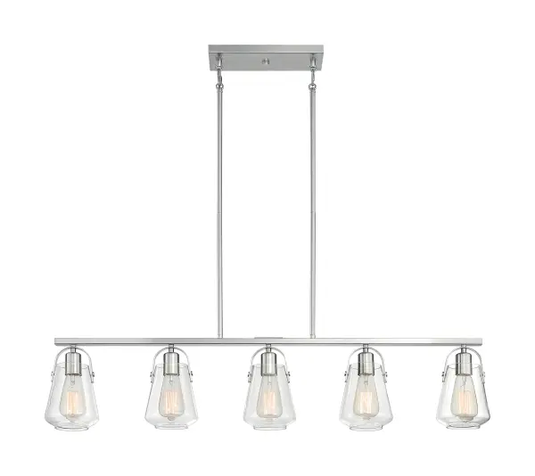 Skybridge 5-Light Island Pendant in Brushed Nickel with Clear Glass - Image 3