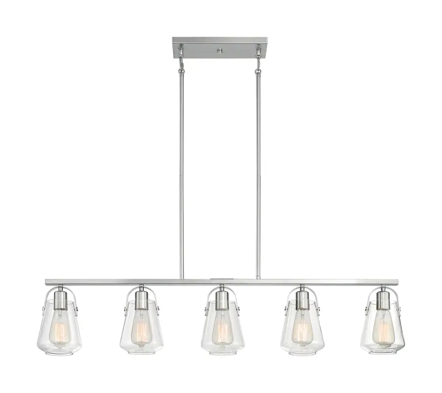 Skybridge 5-Light Island Pendant in Brushed Nickel with Clear Glass - Image 3