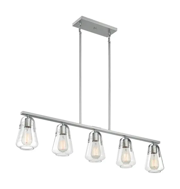 Skybridge 5-Light Island Pendant in Brushed Nickel with Clear Glass - Image 4