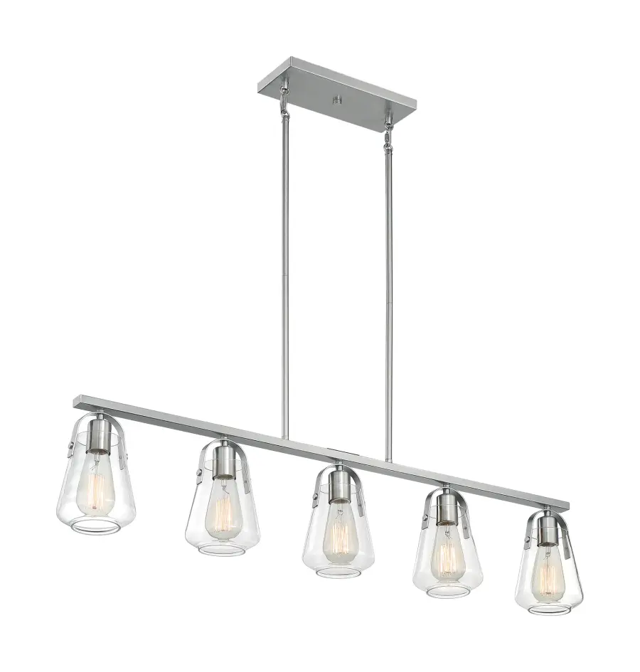 Skybridge 5-Light Island Pendant in Brushed Nickel with Clear Glass - Image 4