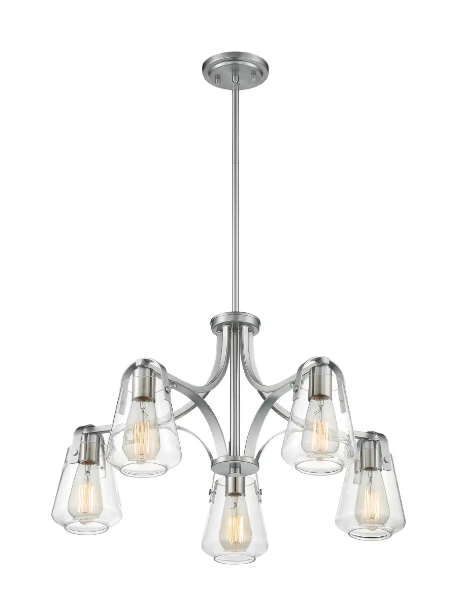 Skybridge 5-Light Chandelier in Brushed Nickel with Clear Glass - Image 2