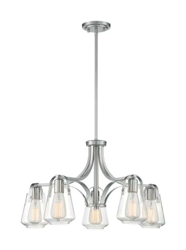 Skybridge 5-Light Chandelier in Brushed Nickel with Clear Glass - Image 3