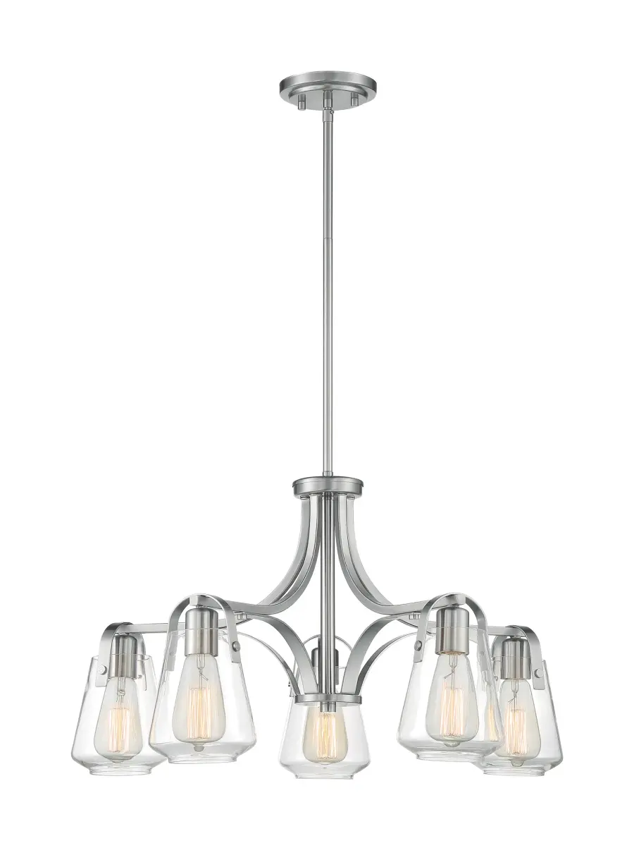 Skybridge 5-Light Chandelier in Brushed Nickel with Clear Glass - Image 3
