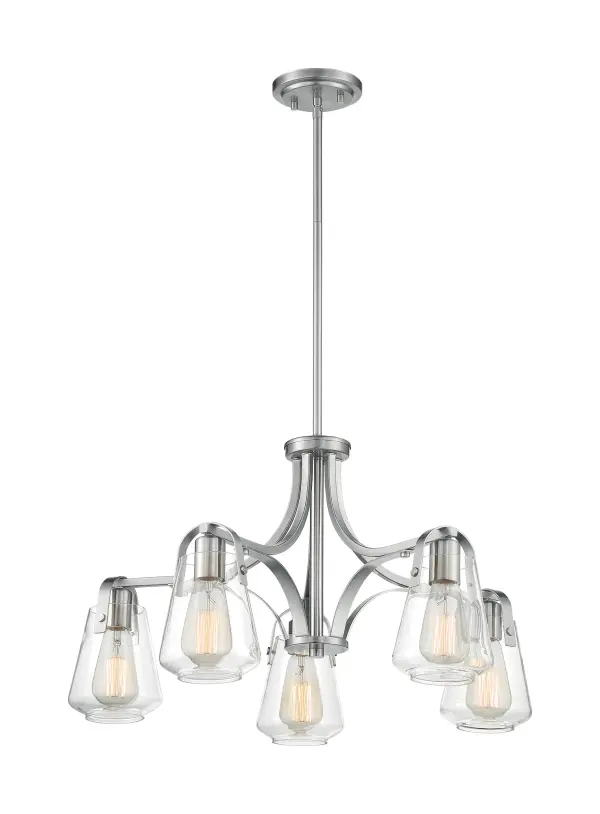 Skybridge 5-Light Chandelier in Brushed Nickel with Clear Glass - Image 4