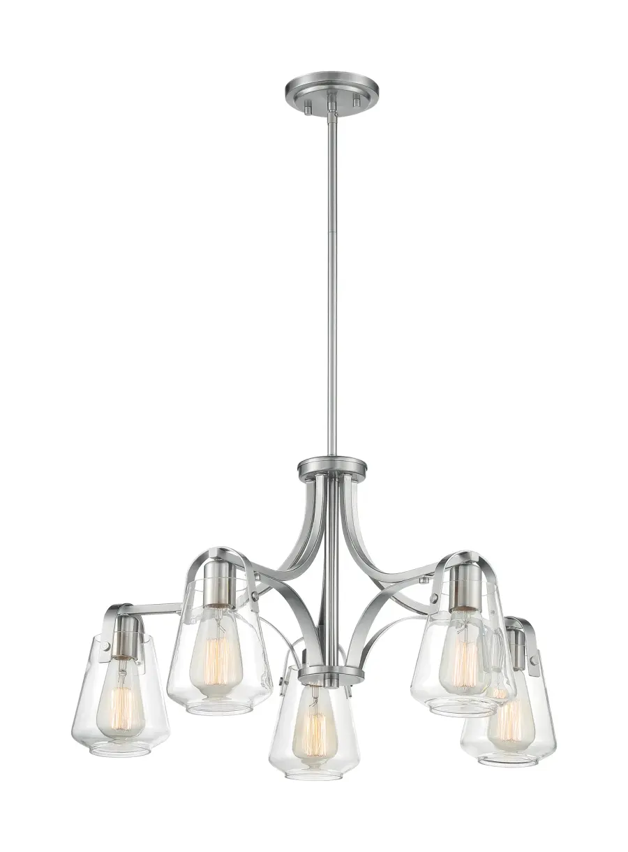 Skybridge 5-Light Chandelier in Brushed Nickel with Clear Glass - Image 4