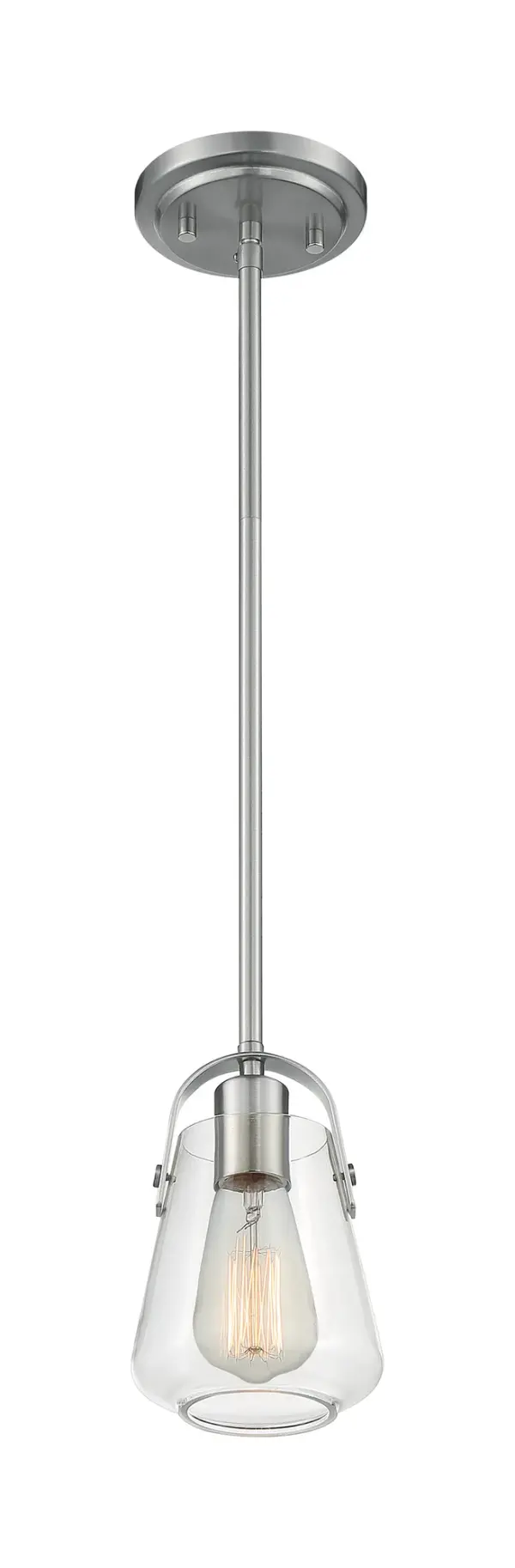 Skybridge Mini Pendant - Brushed Nickel with Clear Glass - Image 1