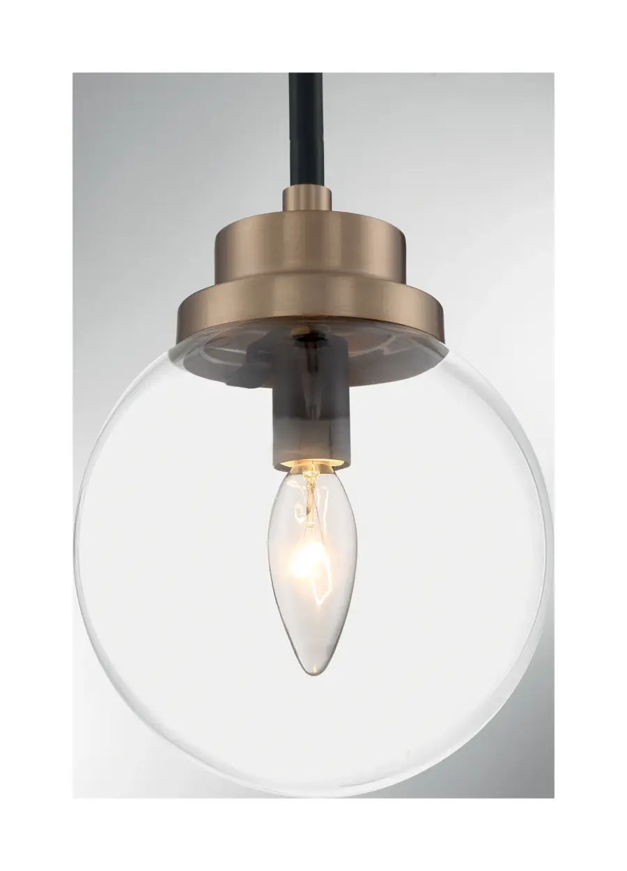 Axis 1-Light Pendant - Matte Black with Brass Accents - Image 3