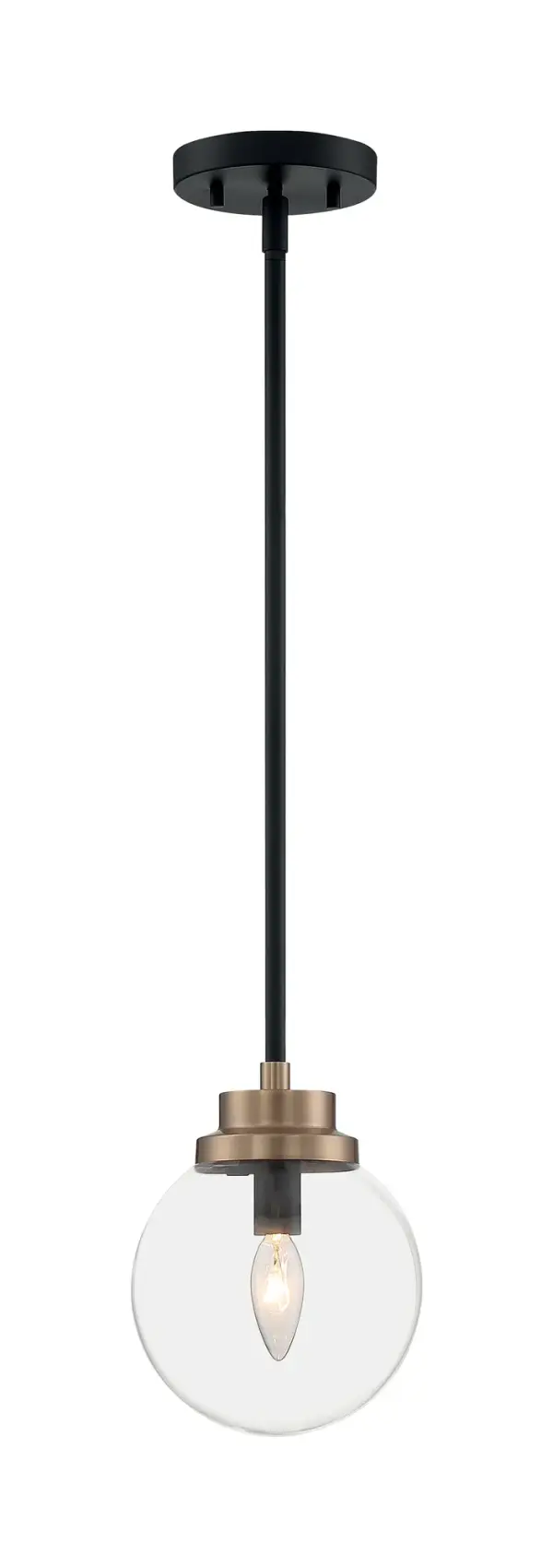 Axis 1-Light Pendant - Matte Black with Brass Accents - Image 4