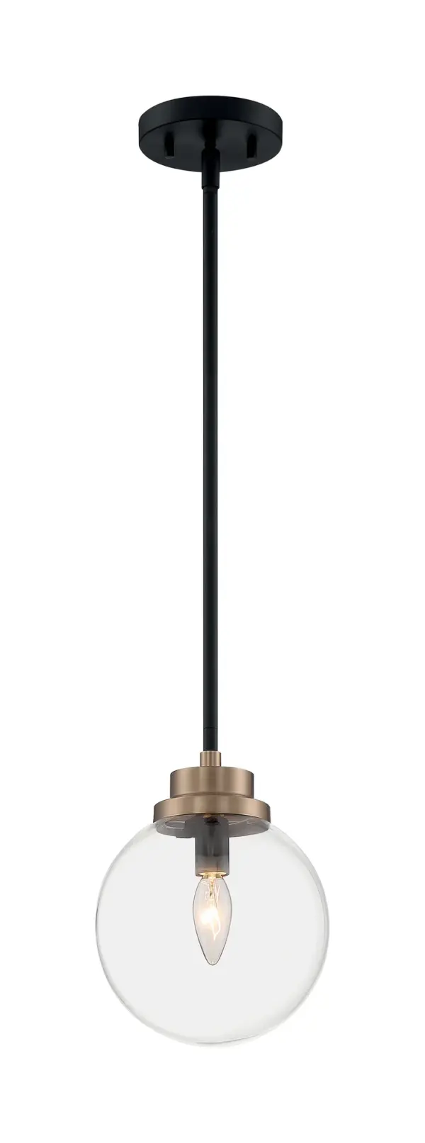 Axis 1-Light Pendant - Matte Black with Brass Accents - Image 5
