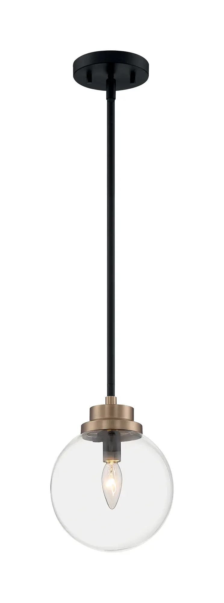 Axis 1-Light Pendant - Matte Black with Brass Accents - Image 5