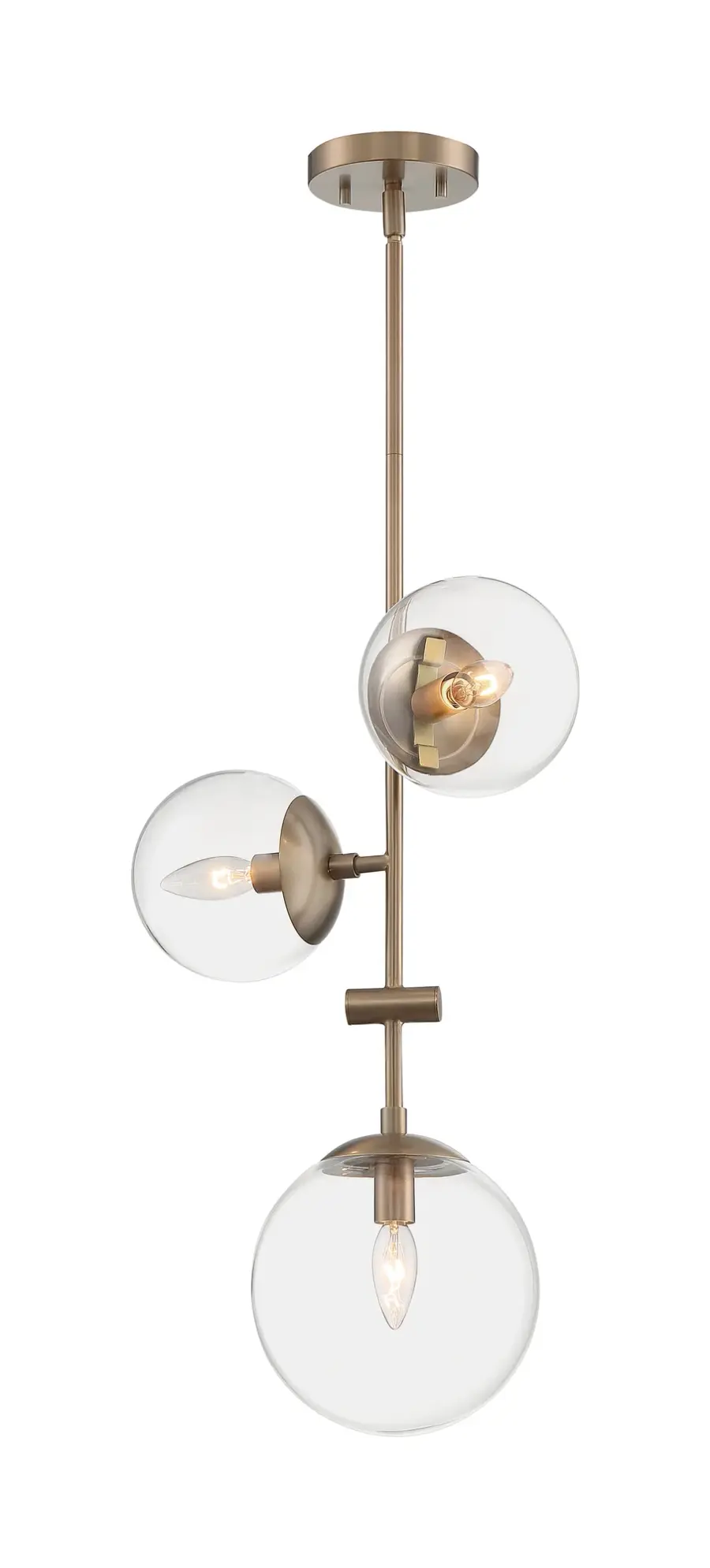 Sky 3-Light Pendant in Burnished Brass with Clear Glass - Image 3