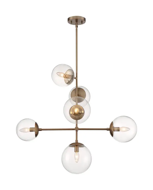 Sky 6-Light Pendant Chandelier in Burnished Brass - Image 3