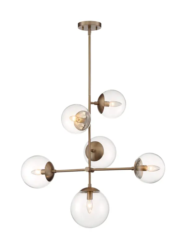 Sky 6-Light Pendant Chandelier in Burnished Brass - Image 4