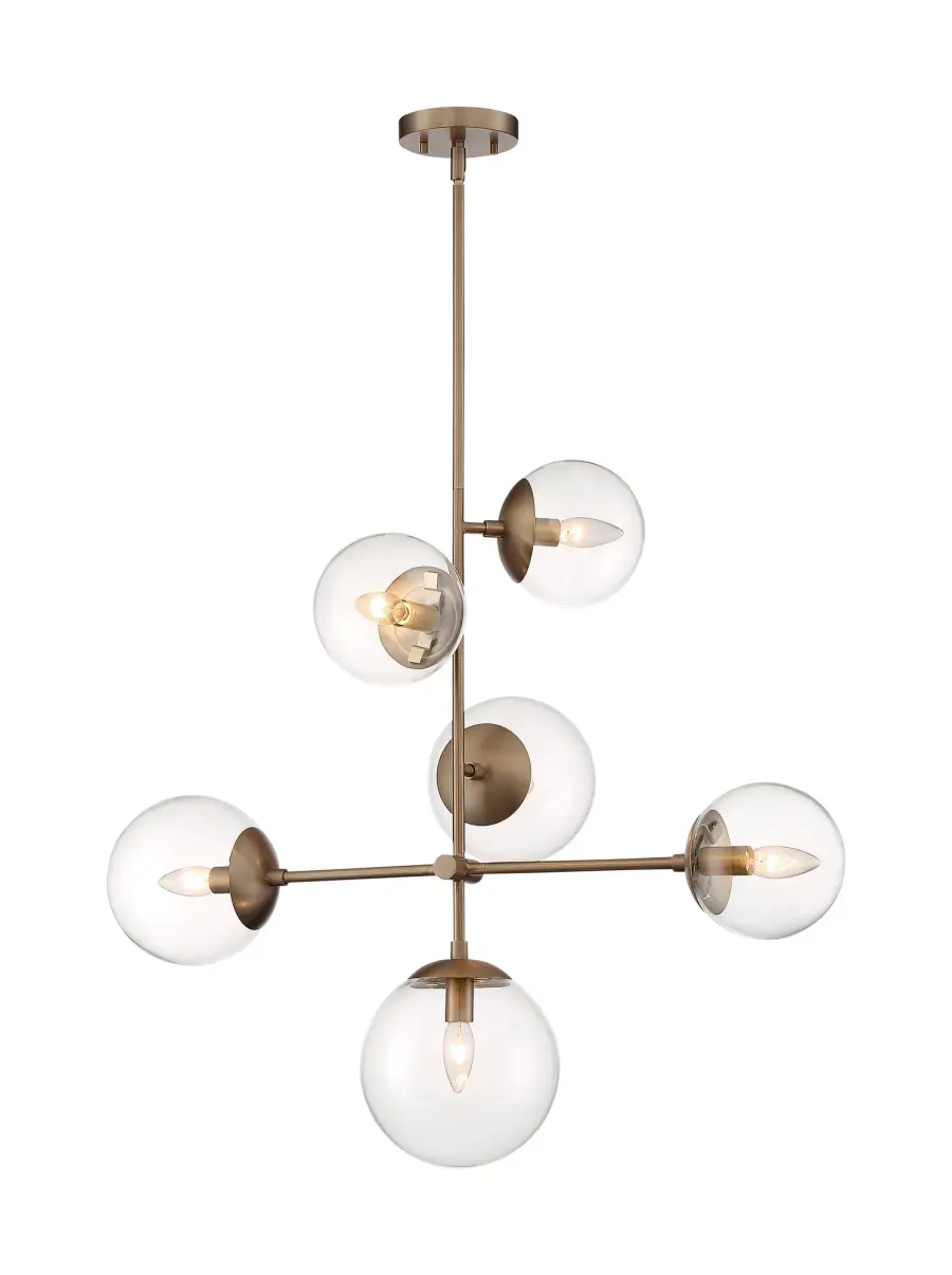 Sky 6-Light Pendant Chandelier in Burnished Brass - Image 4