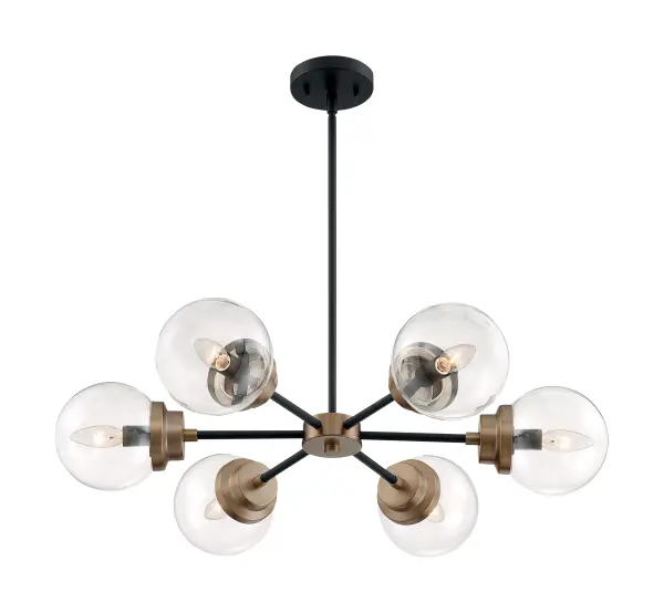 Axis 6-Light Chandelier in Matte Black with Brass Accents - Image 2