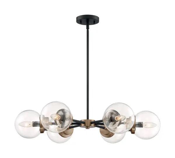 Axis 6-Light Chandelier in Matte Black with Brass Accents - Image 3