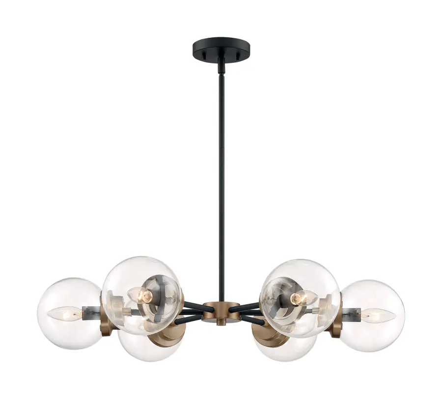 Axis 6-Light Chandelier in Matte Black with Brass Accents - Image 3
