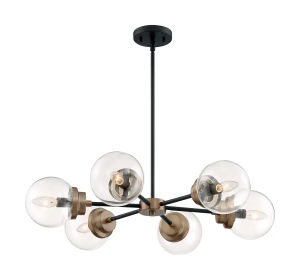 Axis 6-Light Chandelier in Matte Black with Brass Accents - Image 4