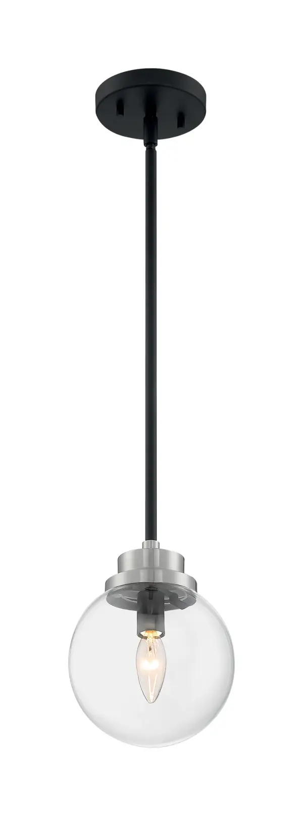 Axis 1-Light Pendant - Matte Black with Brushed Nickel Accents - Image 2
