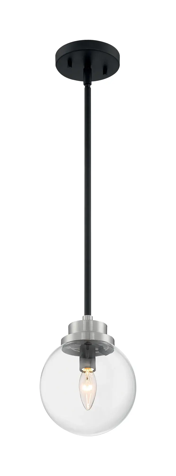 Axis 1-Light Pendant - Matte Black with Brushed Nickel Accents - Image 2