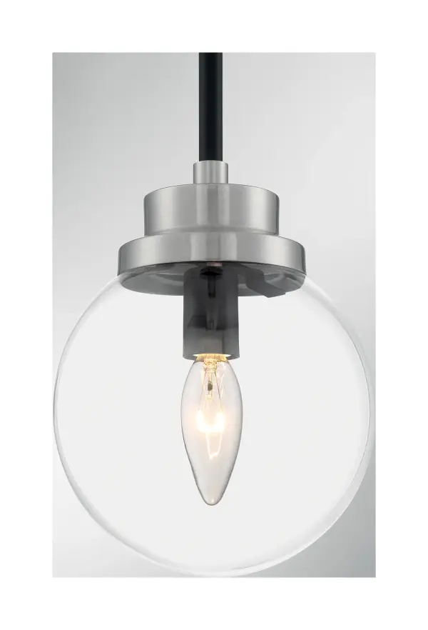 Axis 1-Light Pendant - Matte Black with Brushed Nickel Accents - Image 3