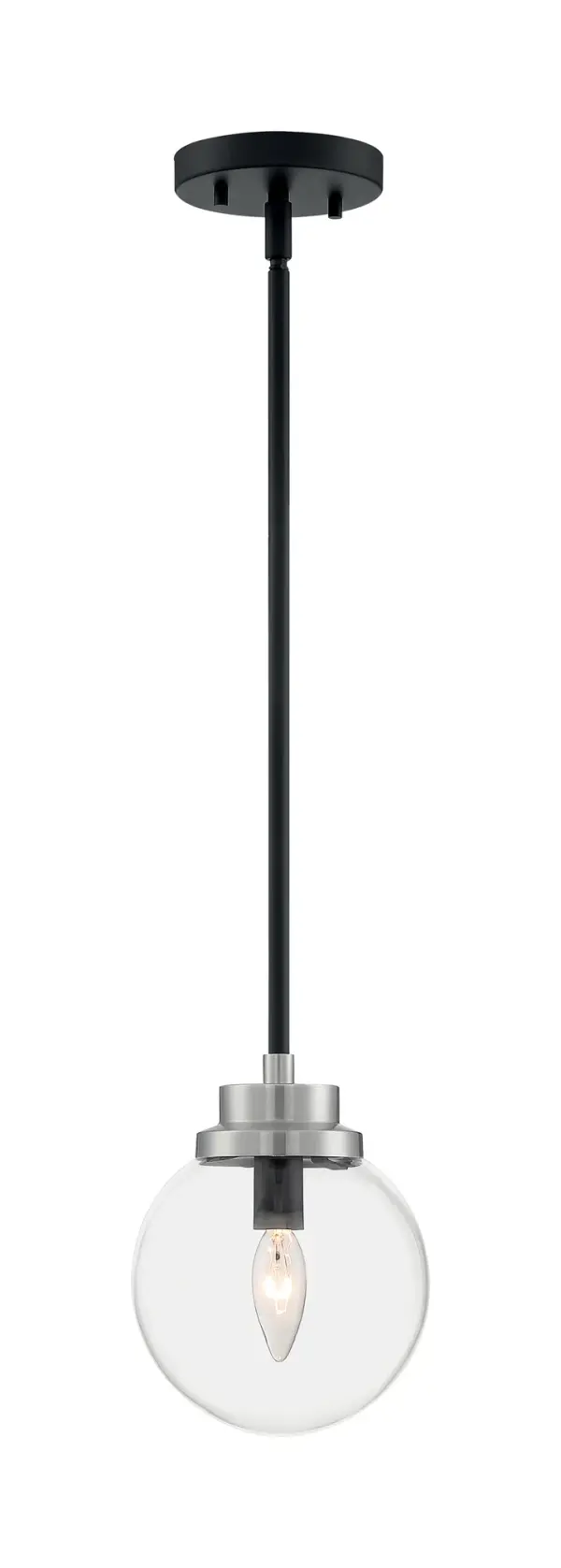 Axis 1-Light Pendant - Matte Black with Brushed Nickel Accents - Image 4