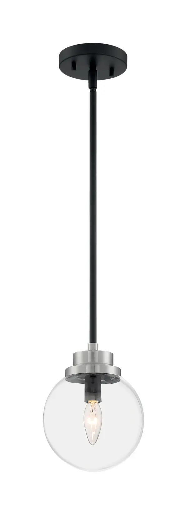 Axis 1-Light Pendant - Matte Black with Brushed Nickel Accents - Image 5