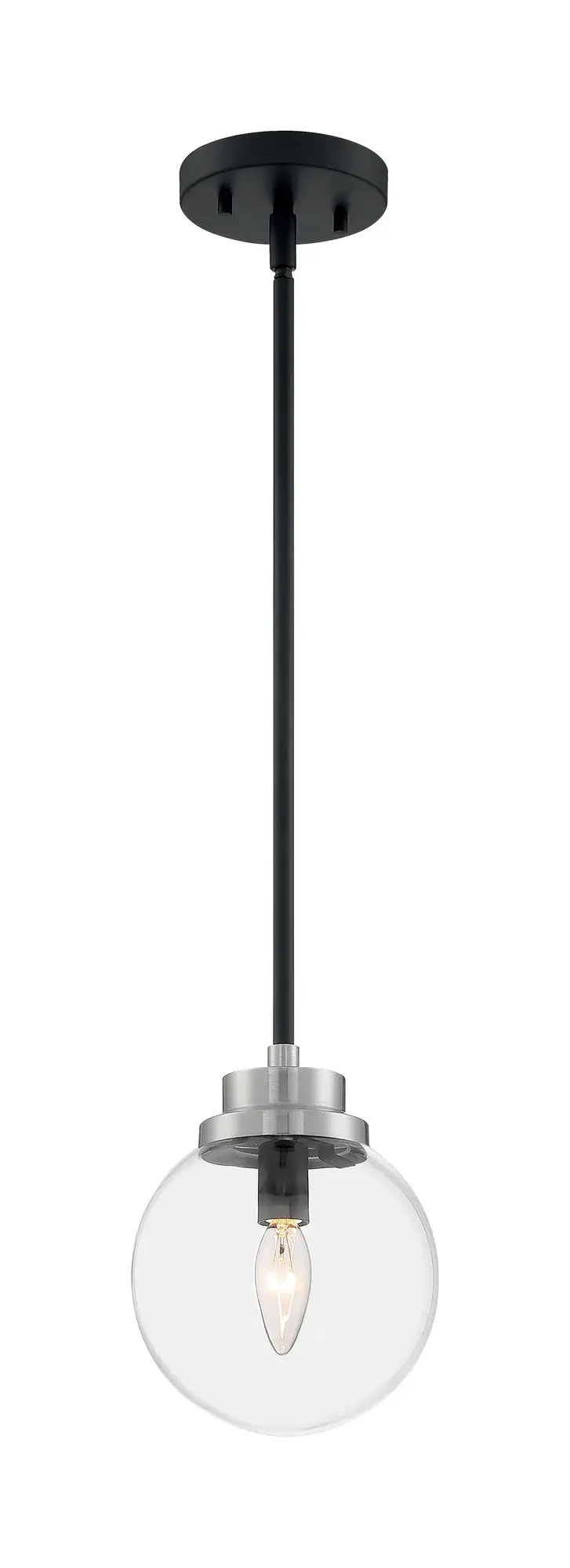 Axis 1-Light Pendant - Matte Black with Brushed Nickel Accents - Image 5