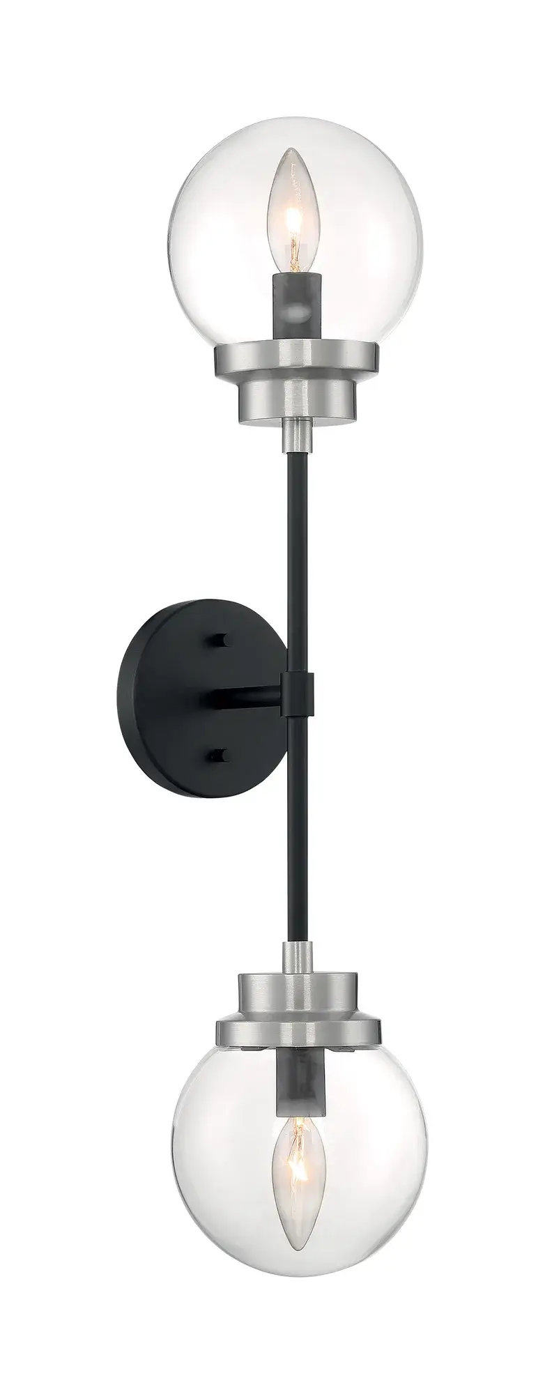 Axis 2-Light Wall Sconce in Matte Black with Brushed Nickel Accents - Image 2