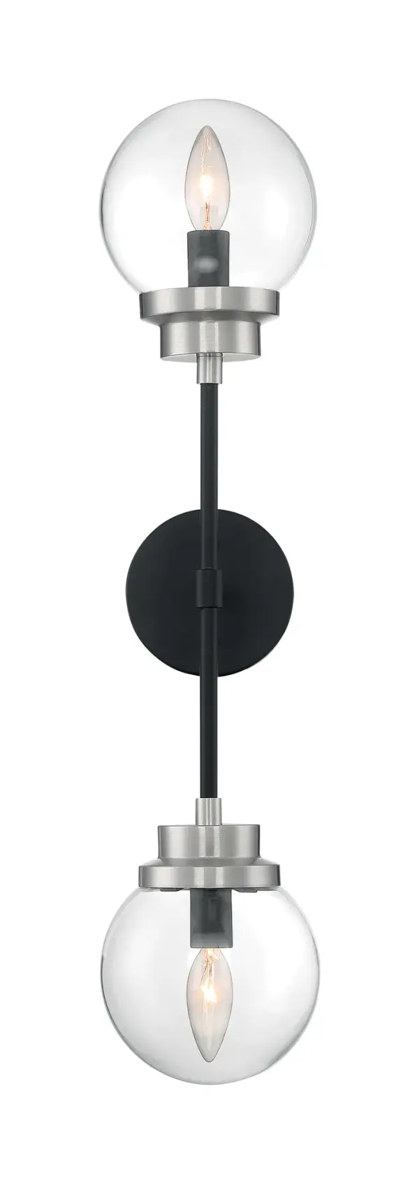 Axis 2-Light Wall Sconce in Matte Black with Brushed Nickel Accents - Image 3