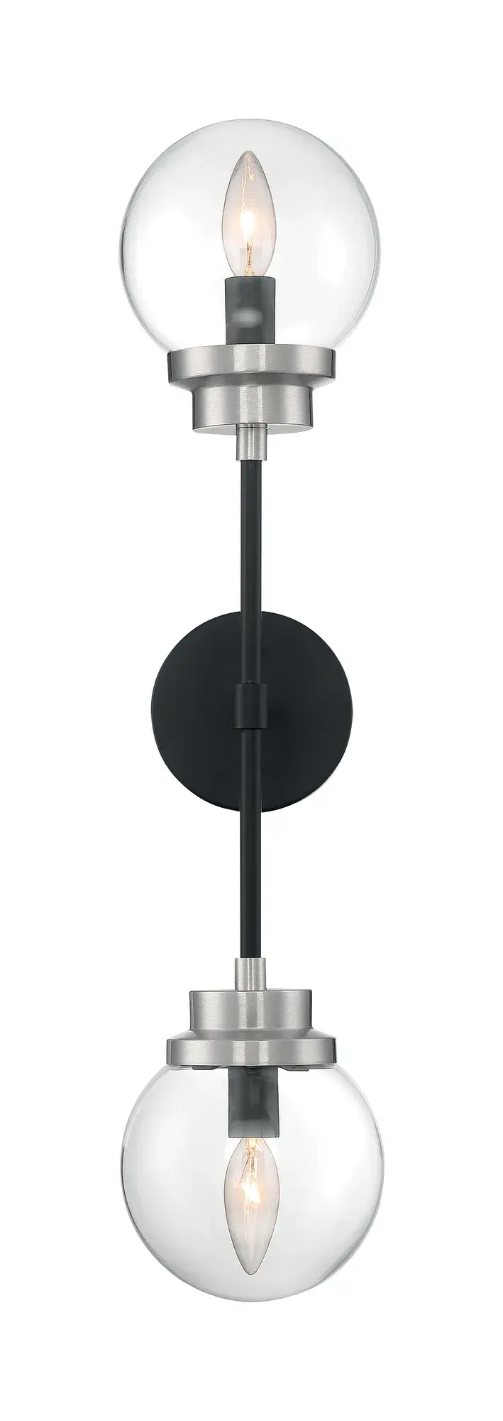 Axis 2-Light Wall Sconce in Matte Black with Brushed Nickel Accents - Image 3