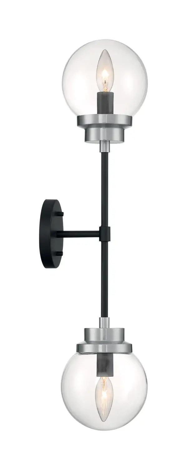 Axis 2-Light Wall Sconce in Matte Black with Brushed Nickel Accents - Image 4