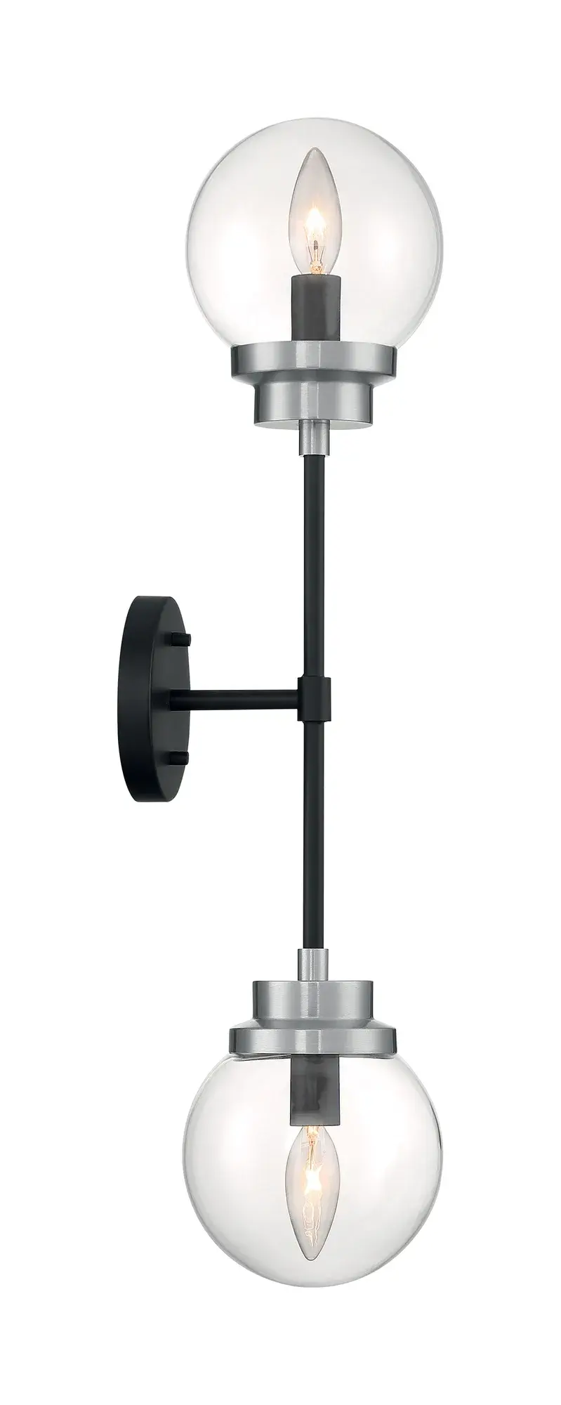 Axis 2-Light Wall Sconce in Matte Black with Brushed Nickel Accents - Image 4