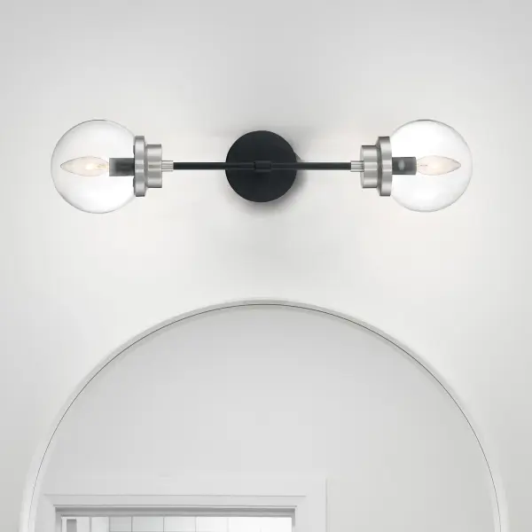 Axis 2-Light Wall Sconce in Matte Black with Brushed Nickel Accents - Image 8