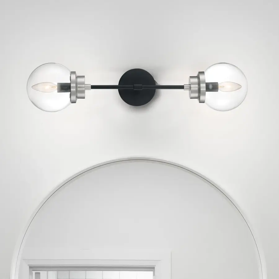 Axis 2-Light Wall Sconce in Matte Black with Brushed Nickel Accents - Image 8