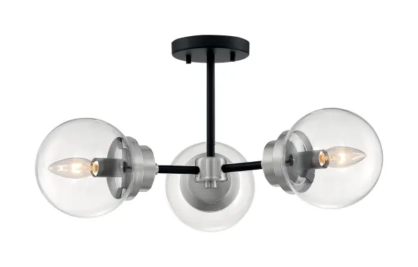 Axis 3-Light Semi-Flush Mount in Matte Black with Brushed Nickel Accents - Image 3