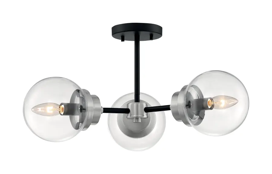 Axis 3-Light Semi-Flush Mount in Matte Black with Brushed Nickel Accents - Image 3