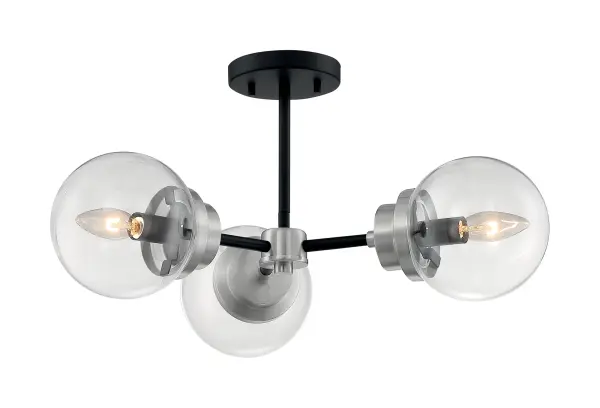 Axis 3-Light Semi-Flush Mount in Matte Black with Brushed Nickel Accents - Image 4