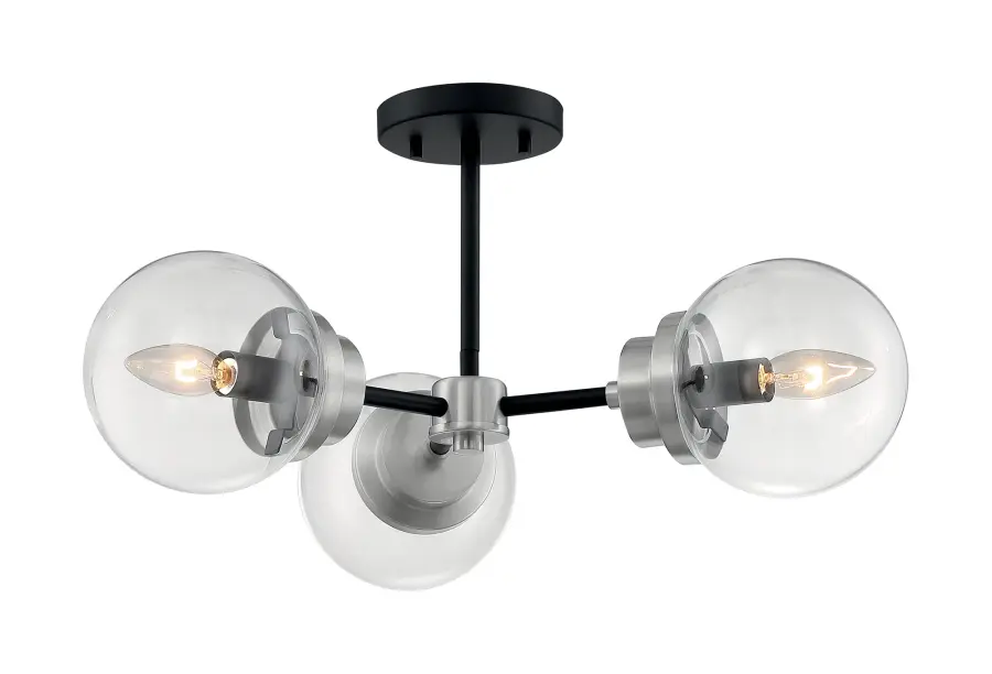 Axis 3-Light Semi-Flush Mount in Matte Black with Brushed Nickel Accents - Image 4