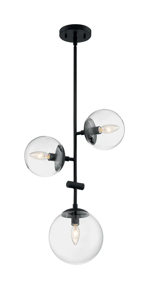 Sky 3-Light Pendant - Matte Black with Clear Glass - Image 1