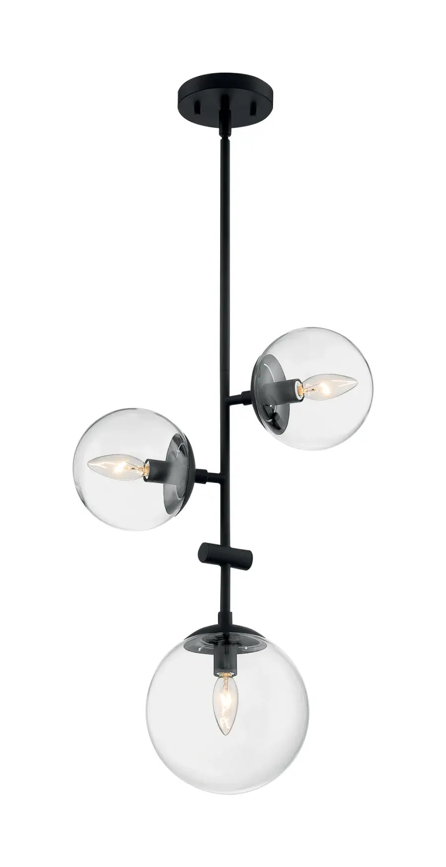Sky 3-Light Pendant - Matte Black with Clear Glass - Image 1