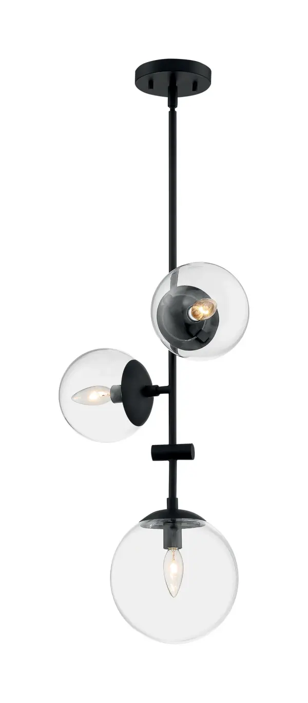 Sky 3-Light Pendant - Matte Black with Clear Glass - Image 3