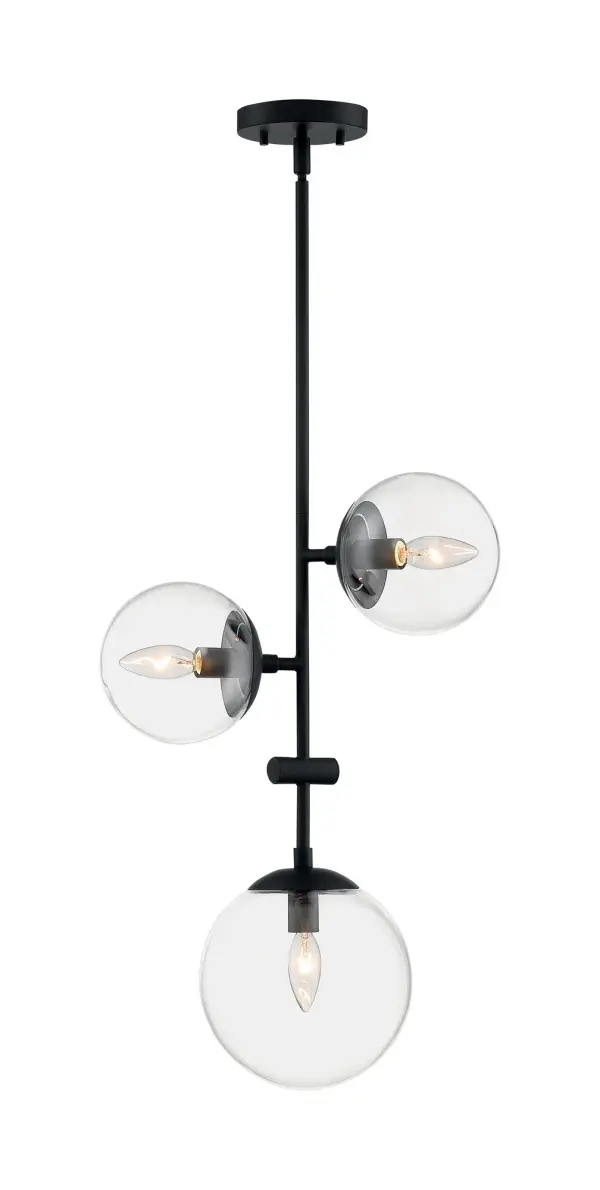 Sky 3-Light Pendant - Matte Black with Clear Glass - Image 4