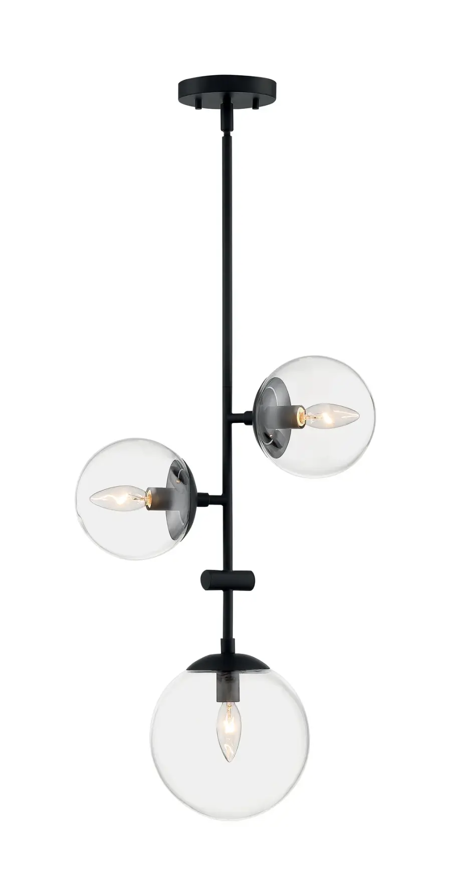 Sky 3-Light Pendant - Matte Black with Clear Glass - Image 4
